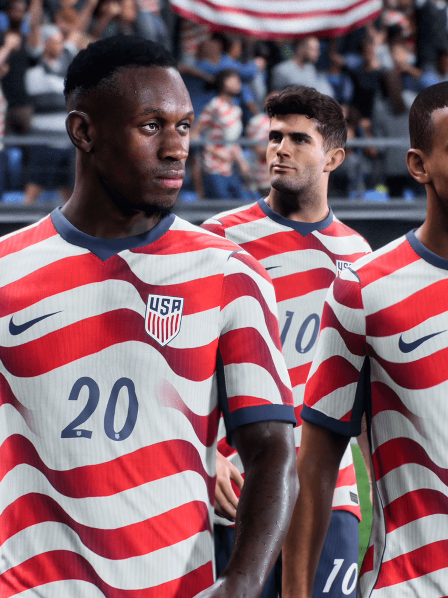 An official screenshot of USMNT stars in EA Sports FC 26