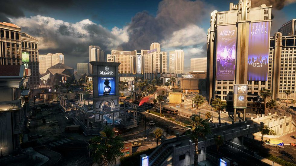 An official screenshot of Vegas Strip from Battlefield 6 Season 5