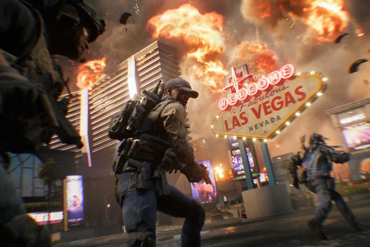 An official screenshot of Vegas Strip from Battlefield 6 Season 5