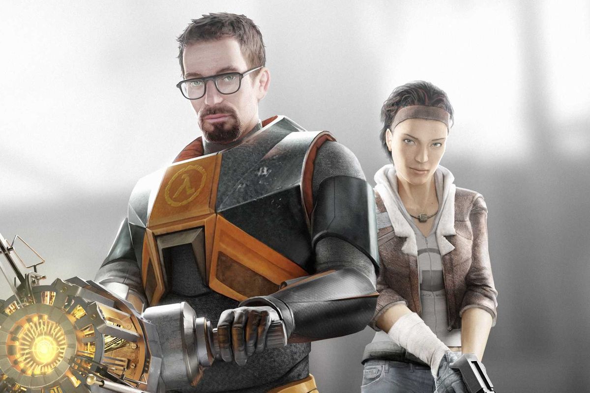 An official wallpaper of Gordon and Alyx in Half-Life 2