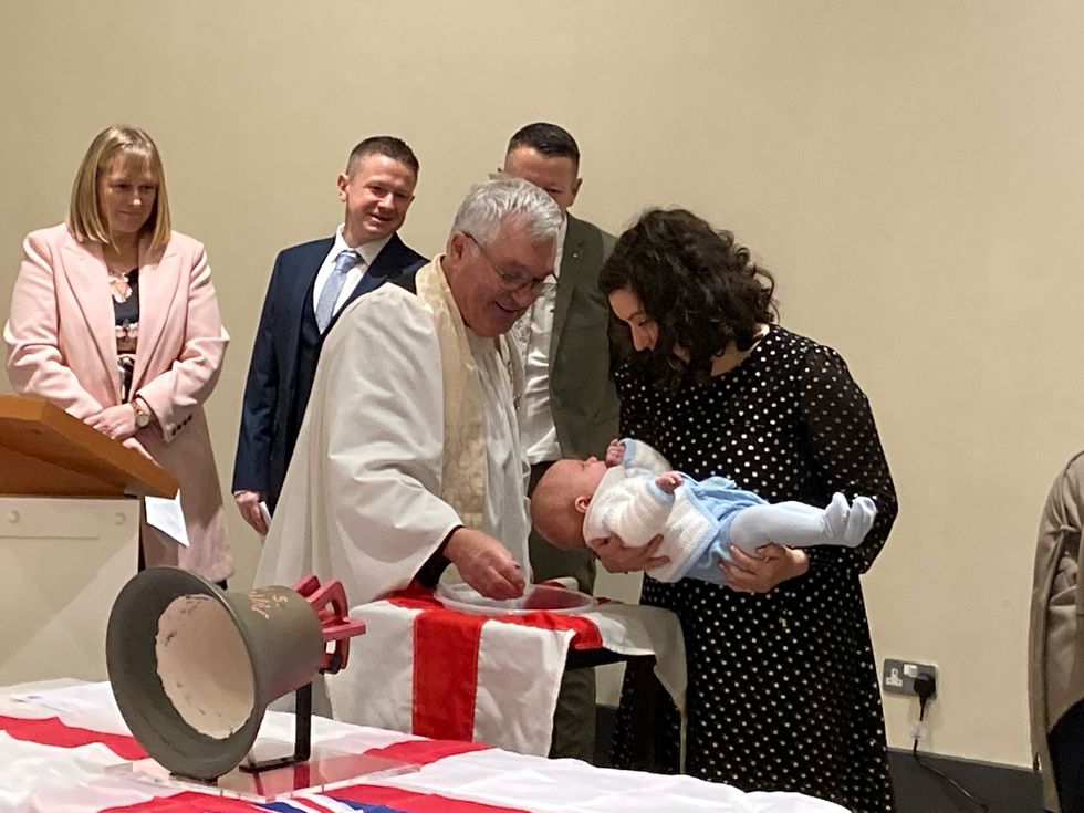 Old naval tradition revived on historic warship with triple christening