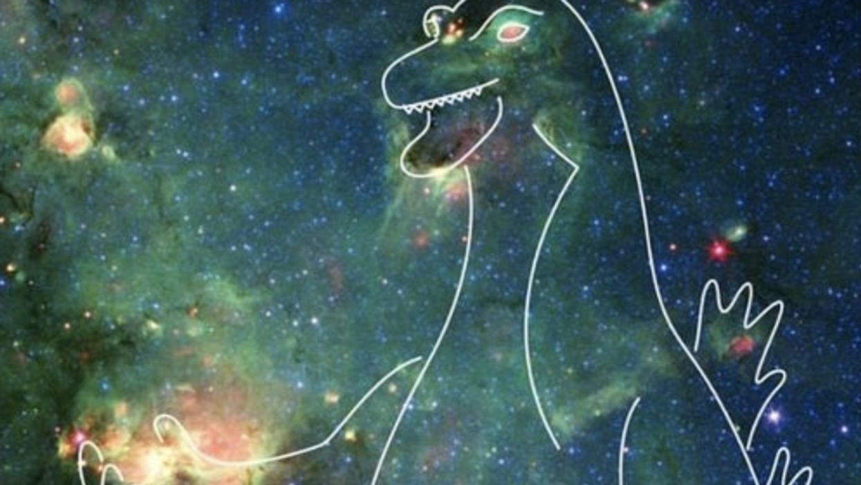 <p>An outline to emphasise the Godzilla resemblance </p>