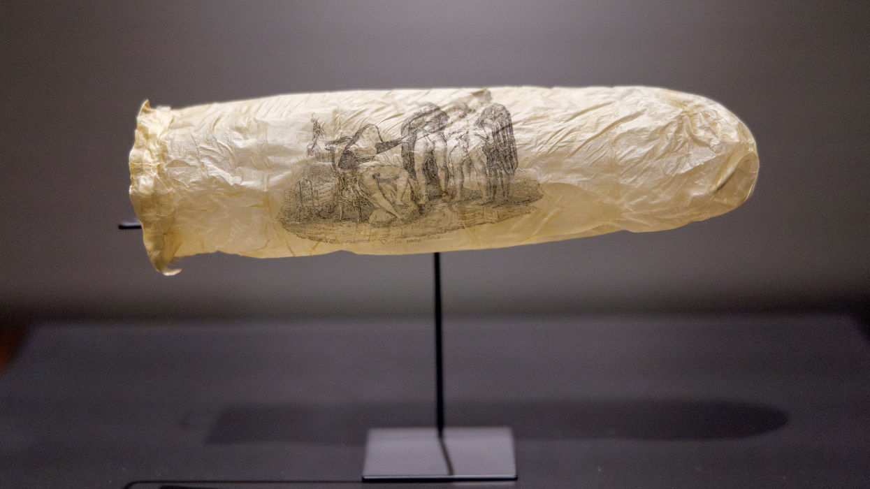 A 200-year-old condom decorated with erotic art is now a museum piece