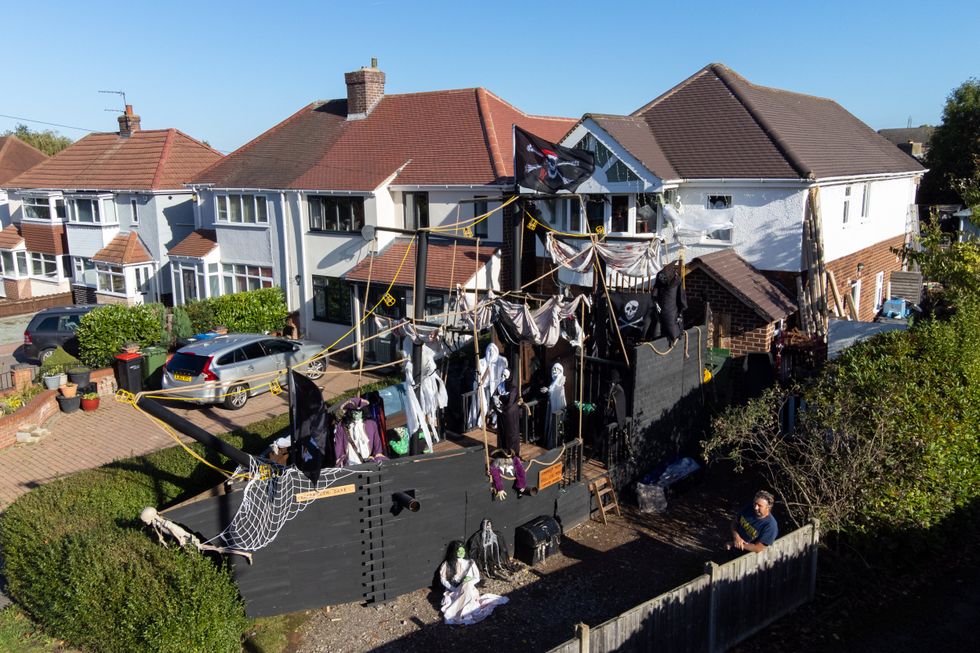 Andrew Carvel\u2019s giant pirate ship is crewed by skeletons (Joe Giddens/PA)