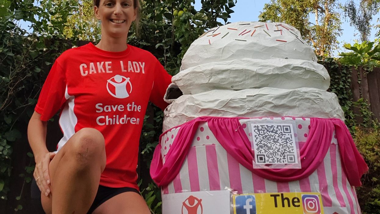 Anna Bassil is pictured with her cake costume (Anna Bassil/PA)