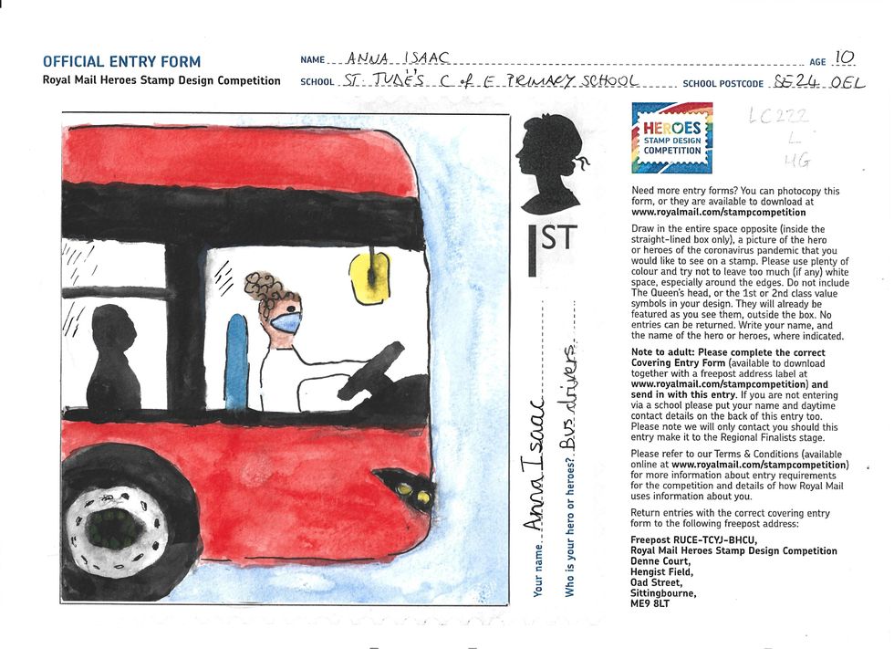 Anna Isaac, aged 10, from St Jude\u2019s Church of England Primary School, London (Royal Mail/PA)
