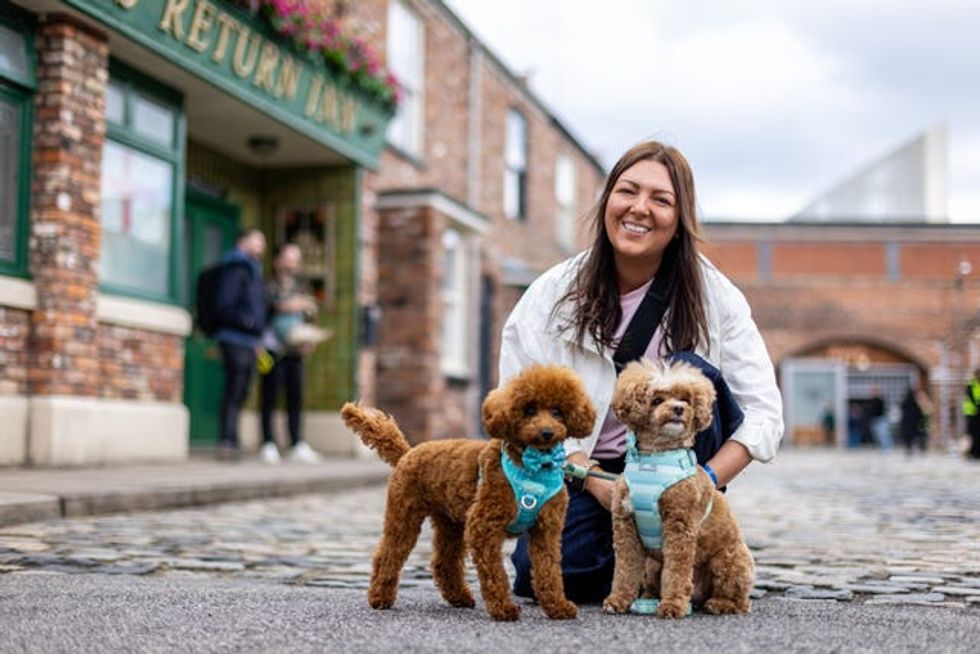 Annie Palmas, with her dogs Joey and Jessie (James Speakman/PA)