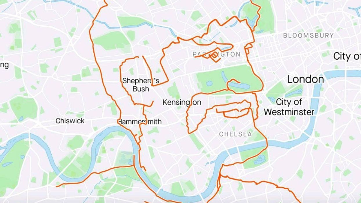Anthony Hoyte created the picture by cycling 75 miles and tracking the route on the app Strava (Anthony Hoyte)