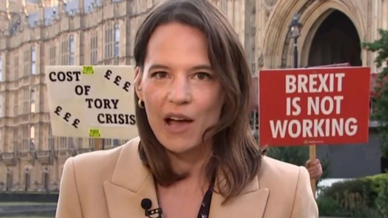 Anti-Conservative protester crashes live GMB report on inflation
