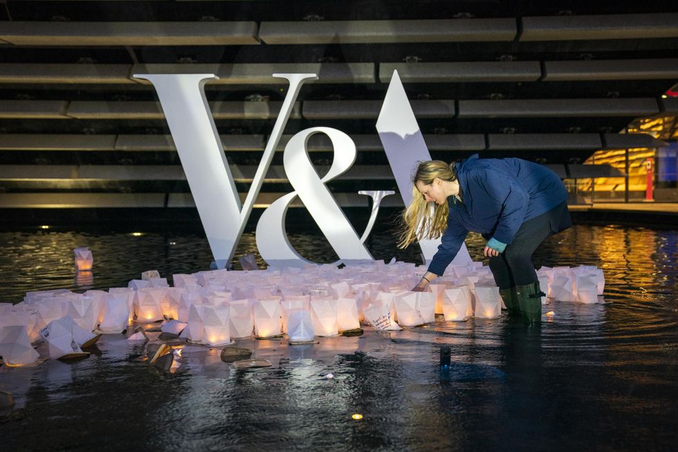 Hundreds of birthday messages float outside V&A Dundee to mark fifth anniversary