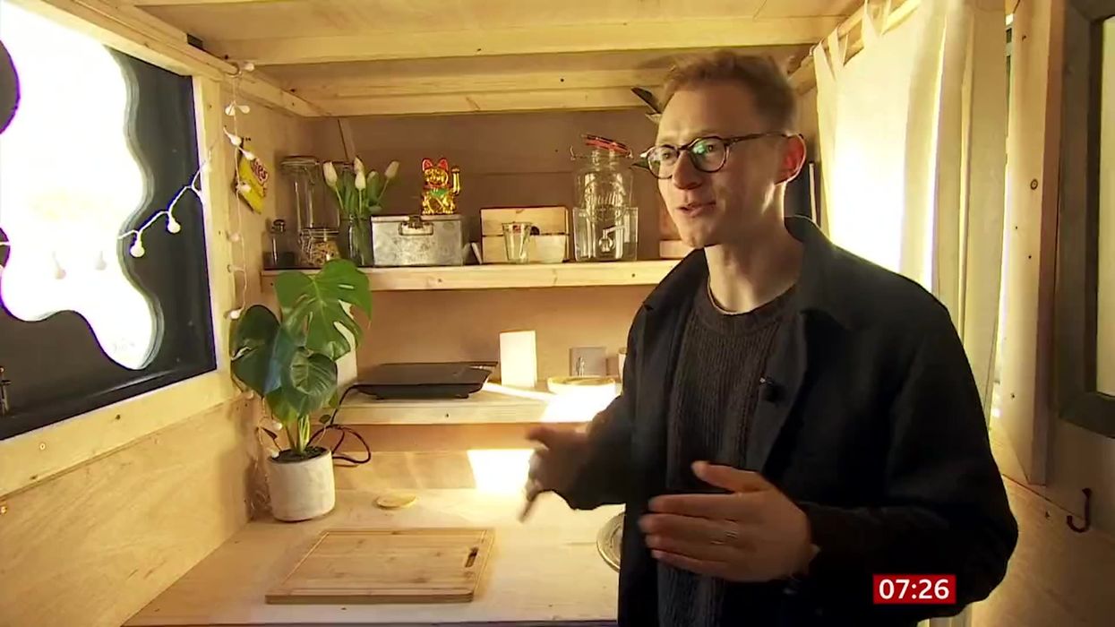 Cost of living crisis sees Londoner convert skip into tiny apartment