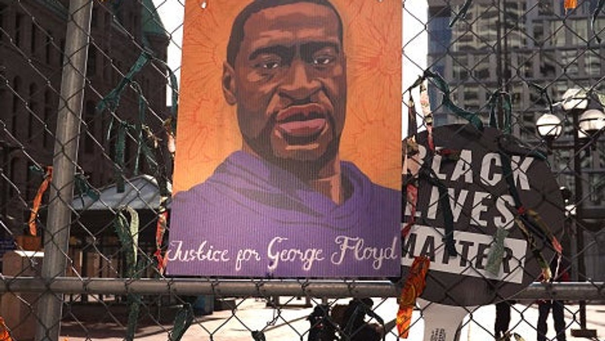 <p>Artwork created to pay tribute to the life of George Floyd</p>