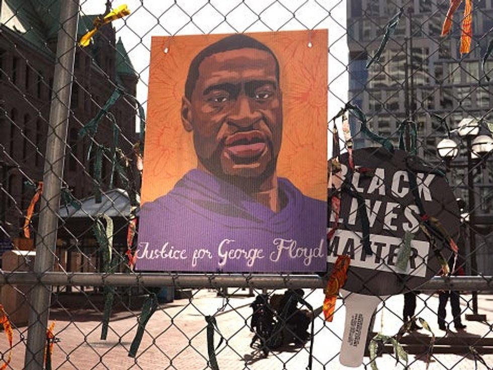 <p>Artwork created to pay tribute to the life of George Floyd</p>