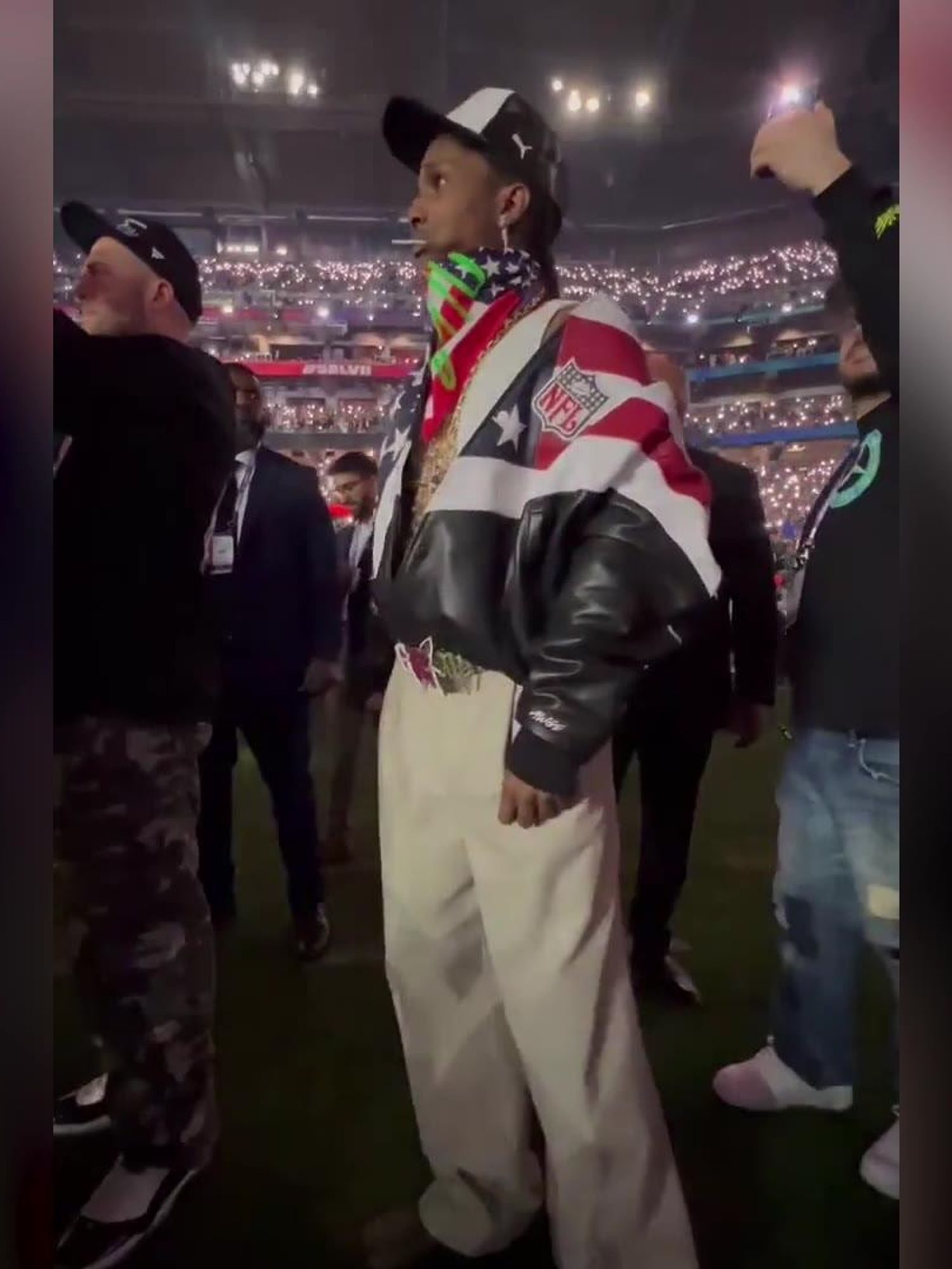 ASAP Rocky cheers for Rihanna at the Super Bowl in sweet moment