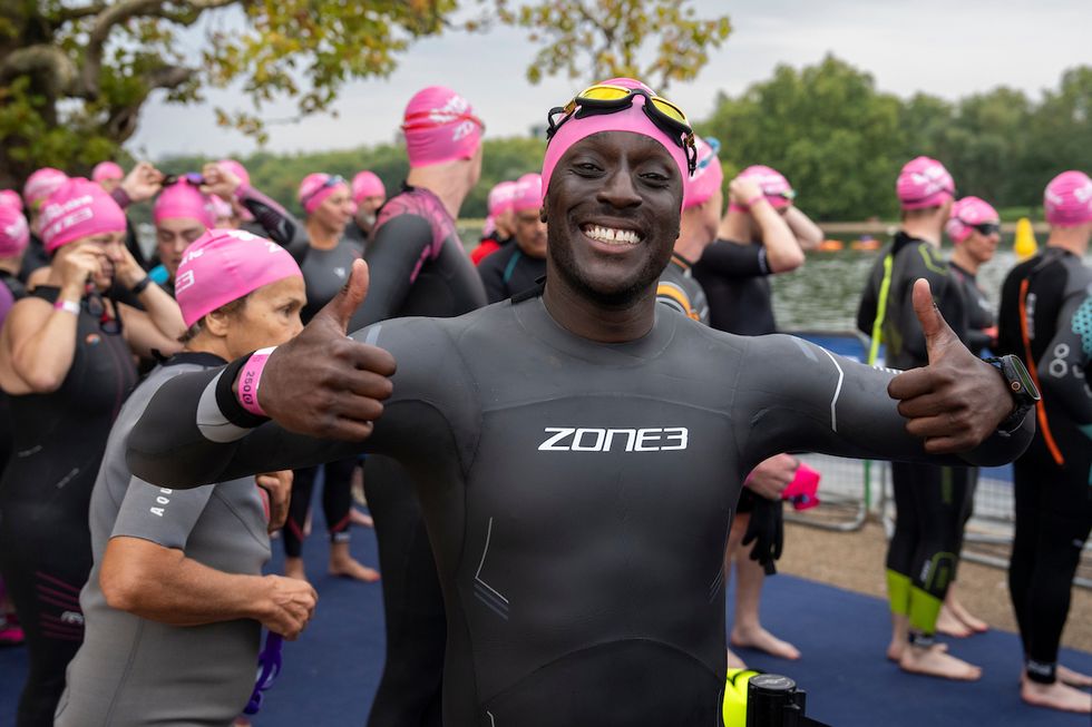 Ayo Akinwolere took part in Serpentine Swim