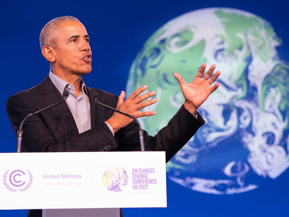 Barack Obama speaks at the Cop26 climate summit in Glasgow
