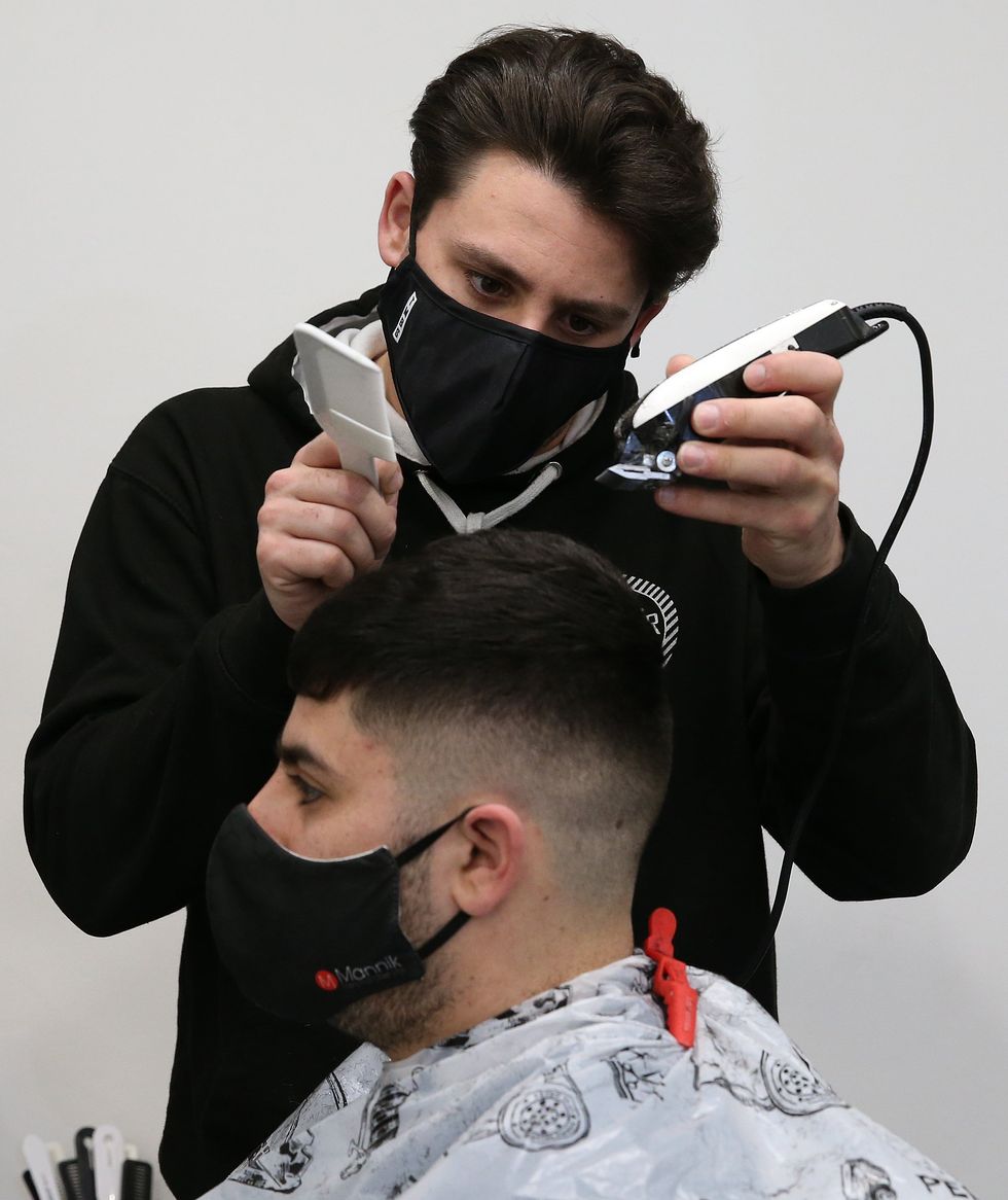 Barber with customer