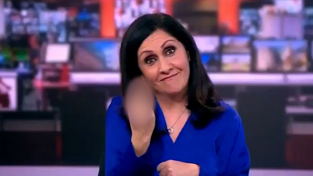 BBC News reader apologises after getting caught flashing middle finger live on air
