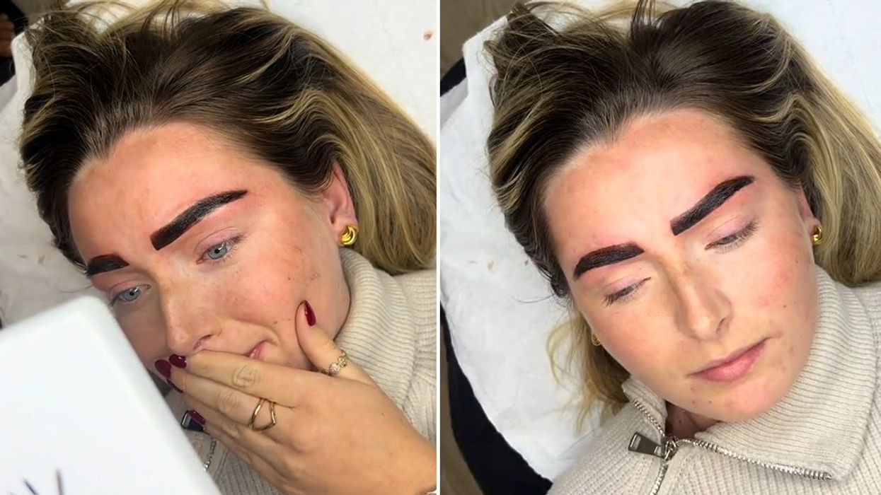 Beautician plays hilarious eyebrow prank leaving client on verge of tears