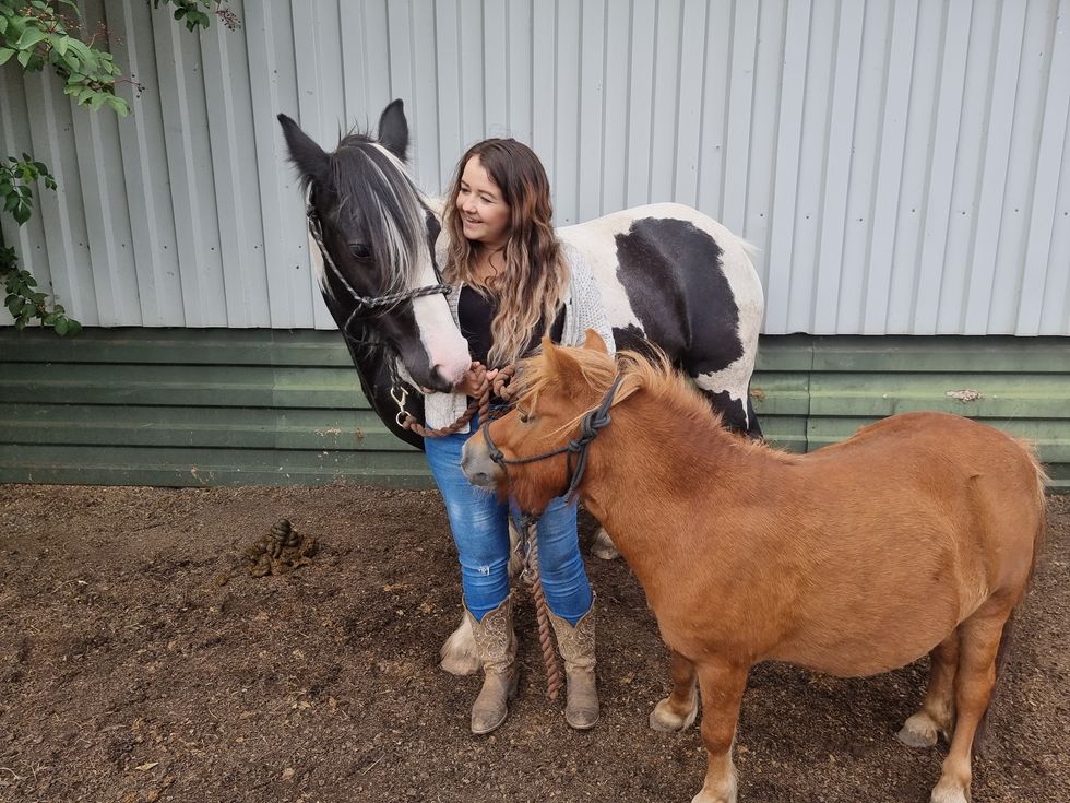 Bethany Finch with her horse and Shetland pony (Macmillan/PA)
