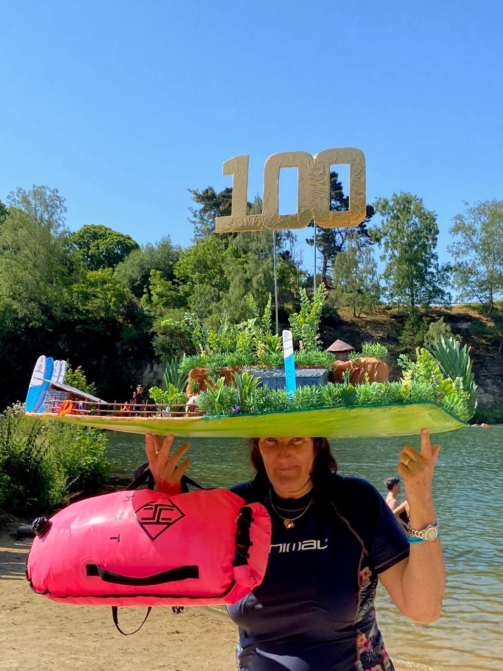 Big hat on someone's head