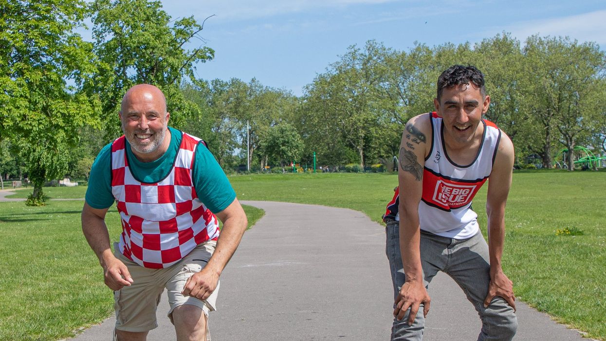 Big Issue vendors Lee Welham (right) and Andre Rostant are in training (Dale Brodie Creative Ltd/PA)