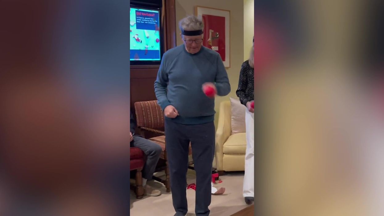 Bill Gates struggling to hit a Boxball is way more uncomfortable than it should be