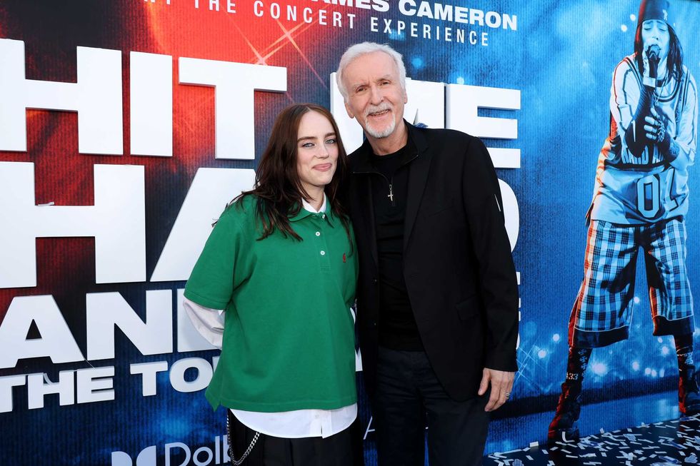 Billie Eilish and James Cameron attend the "Billie Eilish Hit Me Hard and Soft: The Tour Live in 3D" US Premiere at the Historic Village Theatre on May 06, 2026, in Los Angeles, California