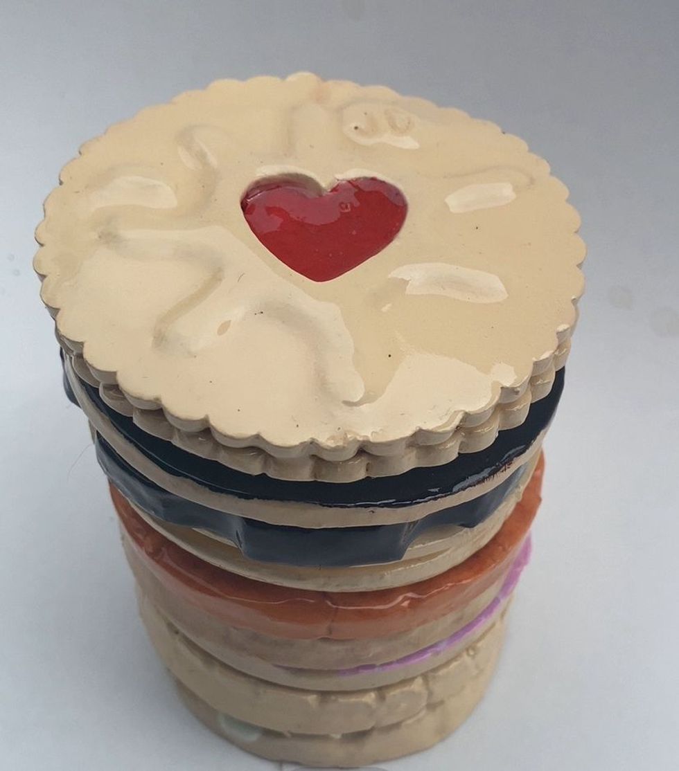 Biscuit coasters stacked