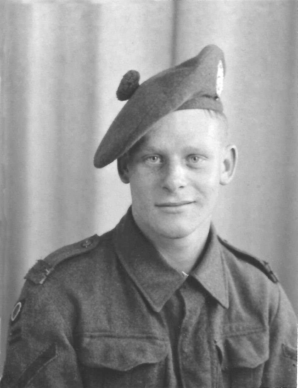 Black and white photograph of soldier in uniform
