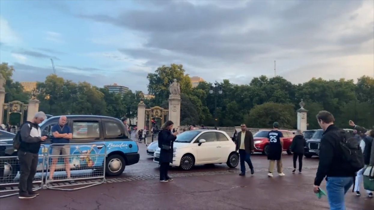 Powerful moment black cabs line up outside Buckingham Palace to pay respects to Queen