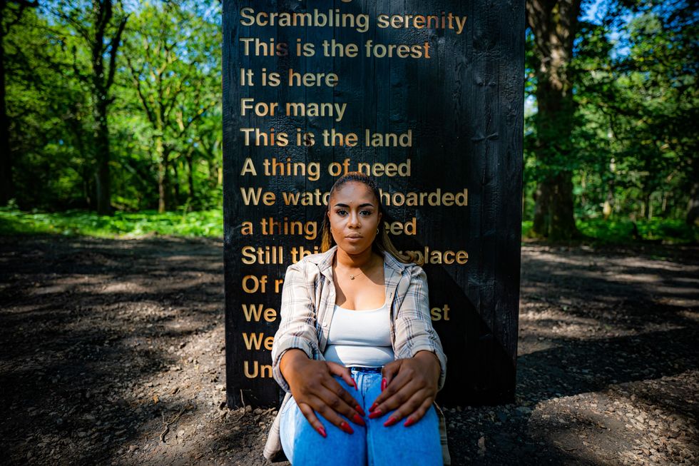 Black Lives Matter campaigner Khady Gueye has worked with poet Zakiya McKenzie to create Soil Unsoiled in the Forest of Dean (Ben Birchall/PA)