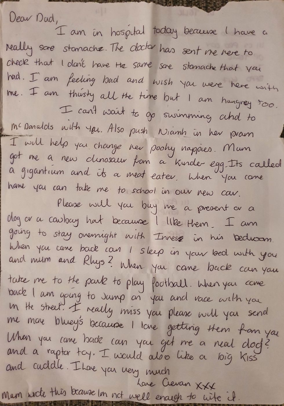 Bluey from Iraq war veteran Mark Clougherty's son Cieran, who was then six years old (PA/ Help For Heroes).