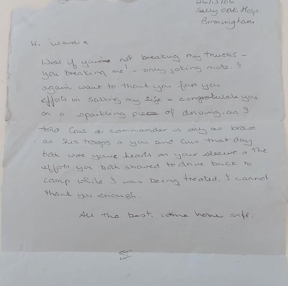 Bluey sent from Corporal Simon Brown to Sir Warren Ward (PA/ Help For Heroes).