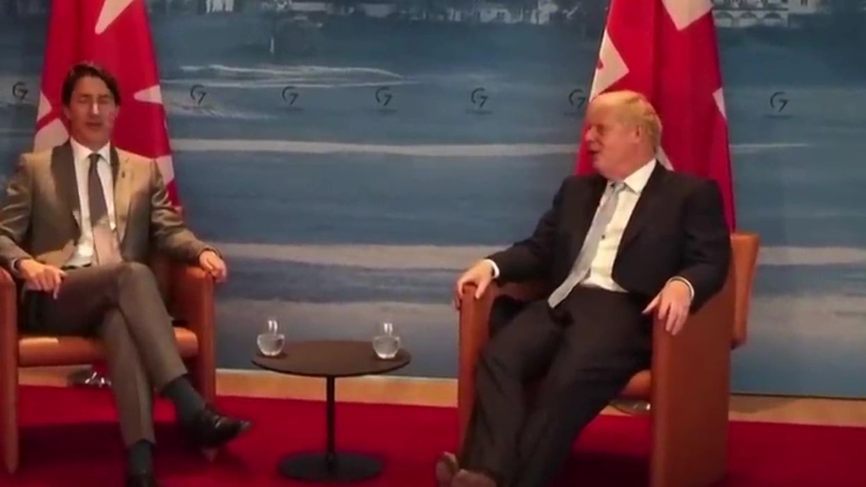 Boris Johnson and Justin Trudeau joke who has bigger plane at G7 Summit