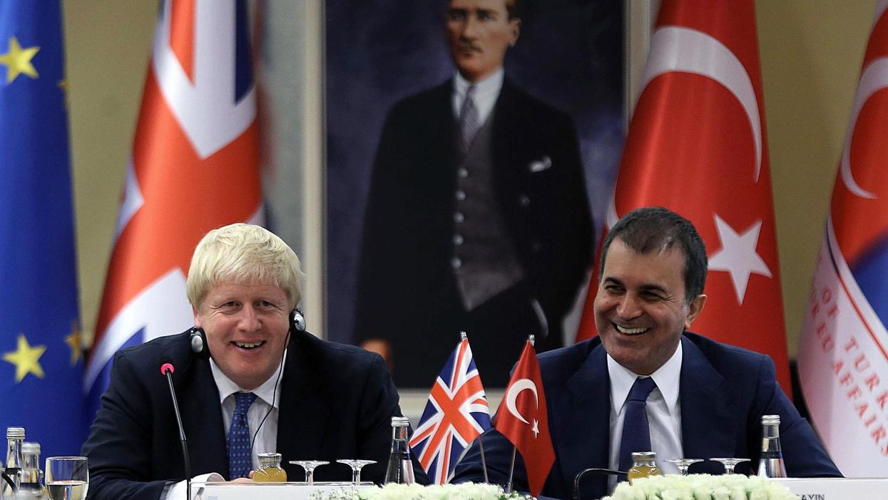Boris Johnson and Turkish EU Affairs Minister Omer Celik.