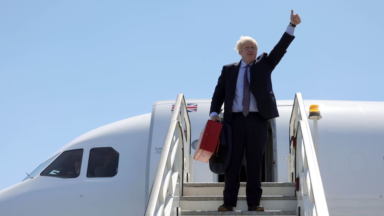 <p>Boris Johnson arrives at the G7 summit </p>