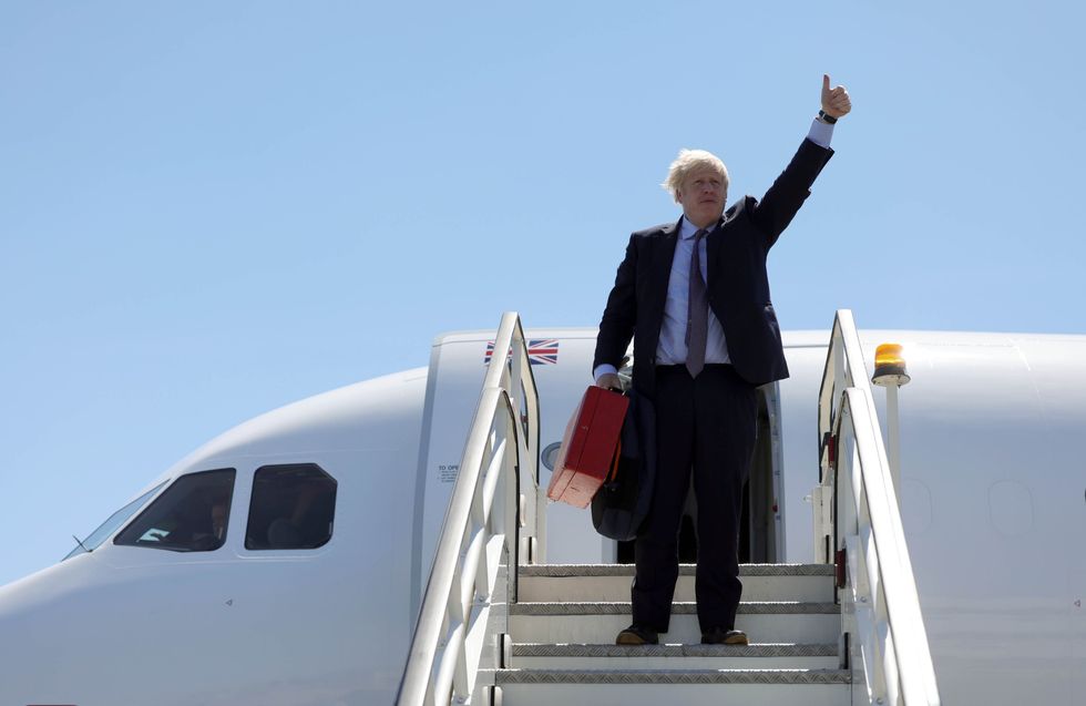 <p>Boris Johnson arrives at the G7 summit </p>