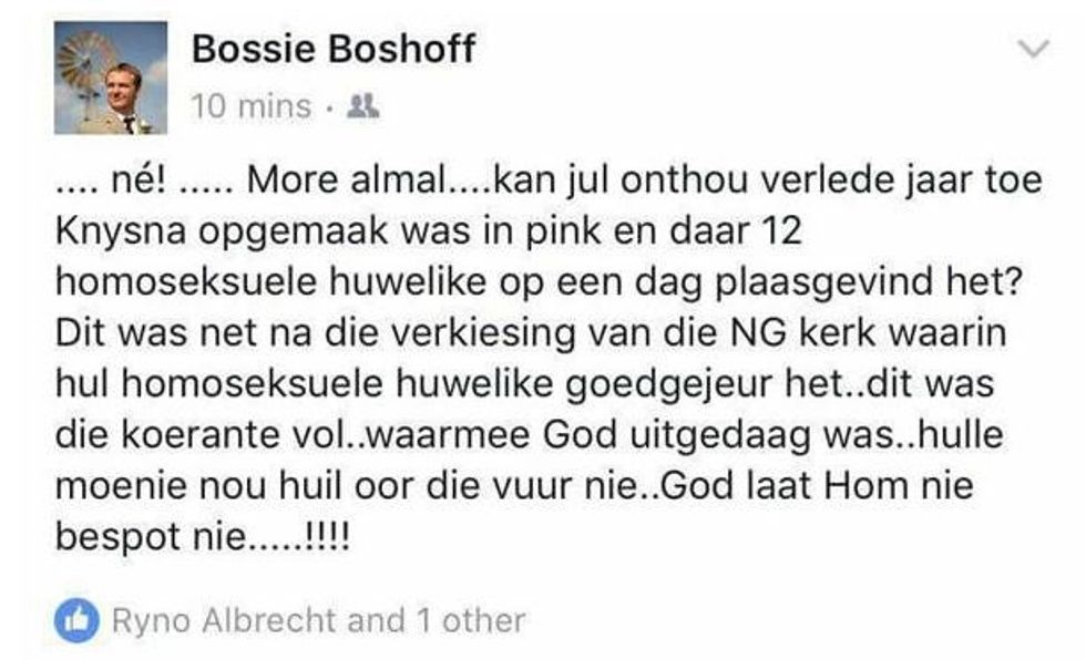 Boshnoff's Facebook Post