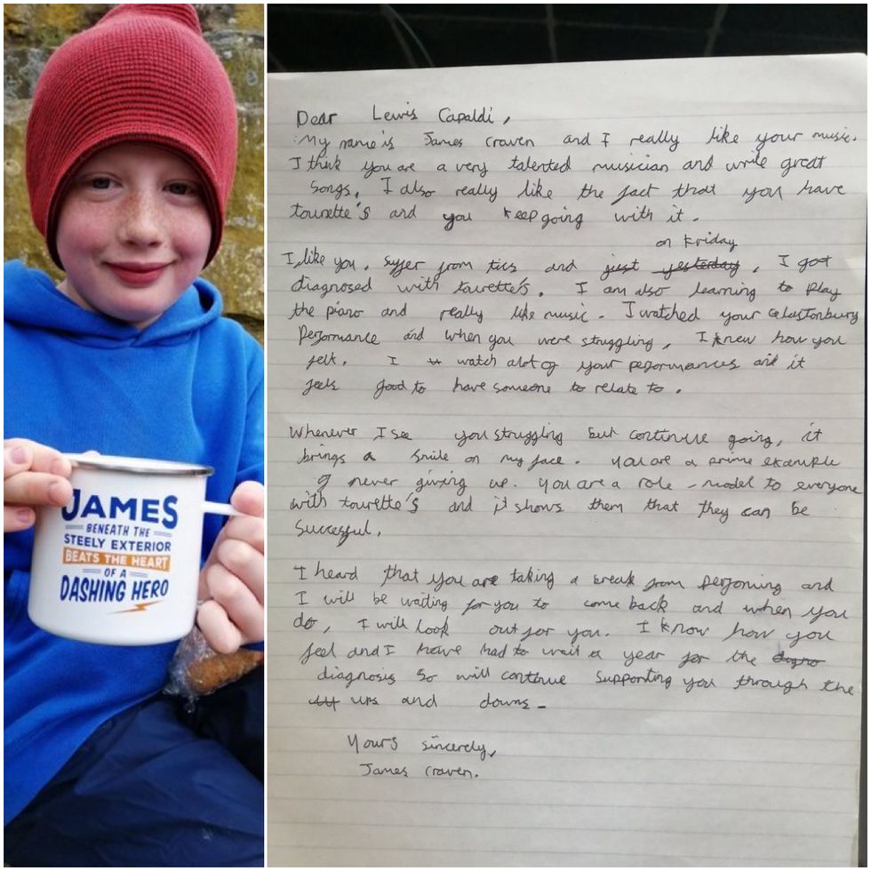 Boy next to letter