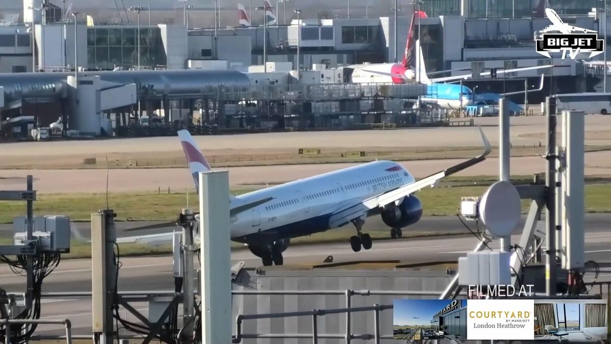 British Airways plane almost rolls over as it lands in 90mph winds at Heathrow