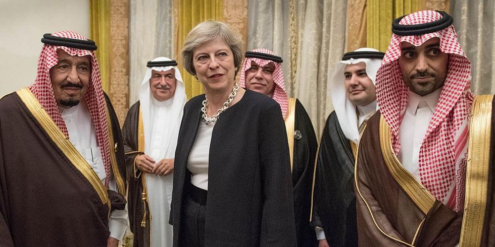 British Prime Minister Theresa May meets with King Salman bin Adbulaziz al Saud of Saudi Arabia
