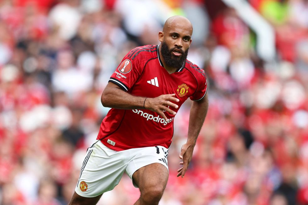 Bryan Mbeumo of Manchester United looks on during the pre-season friendly match between Manchester United and ACF Fiorentina at Old Trafford on August 09, 2025 in Manchester, England