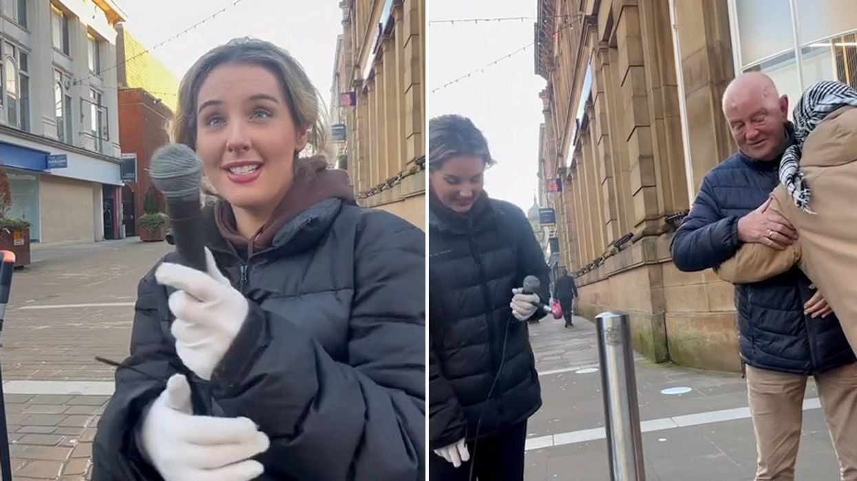 Busker lets elderly man take microphone for emotional performance in honour of sick wife