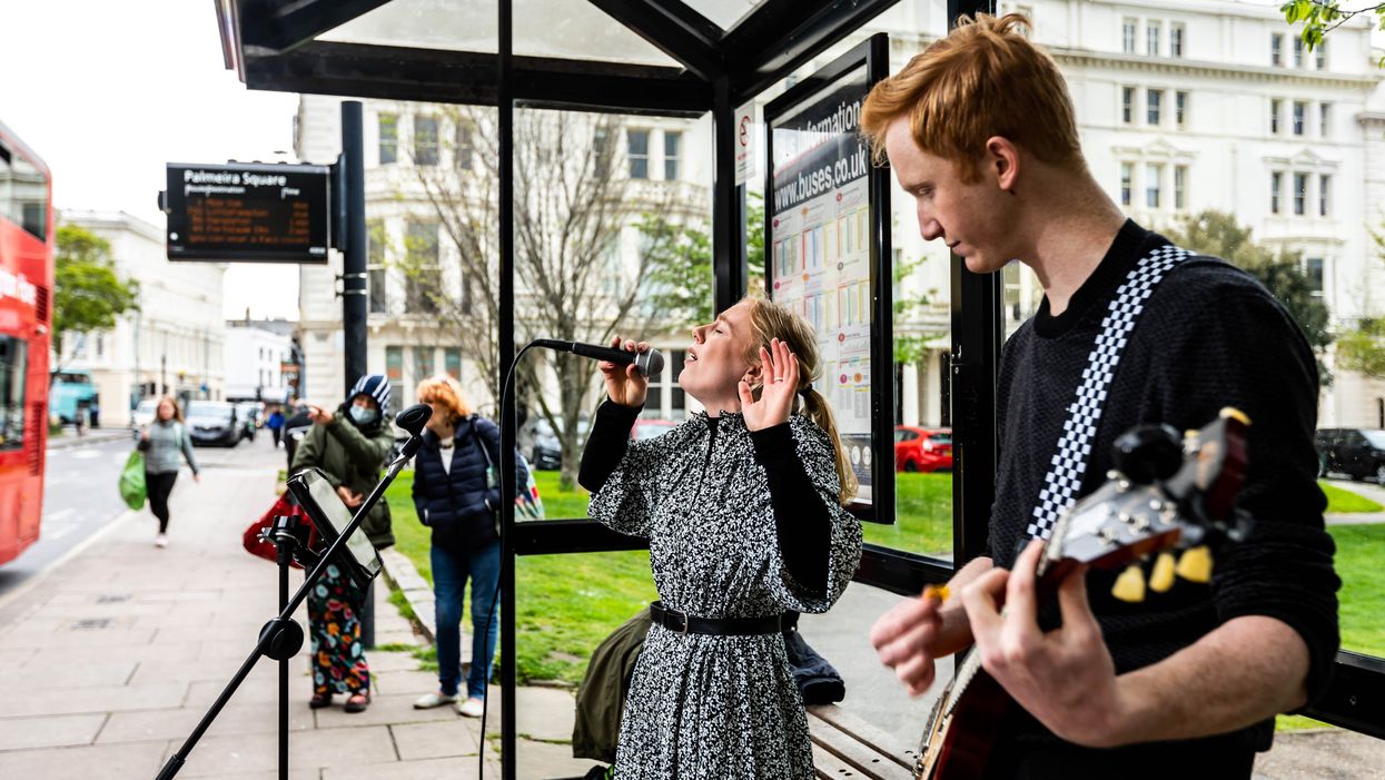 Buskers return to the streets of Brighton as live entertainment resumes (Ciaran McCrickard/PA)