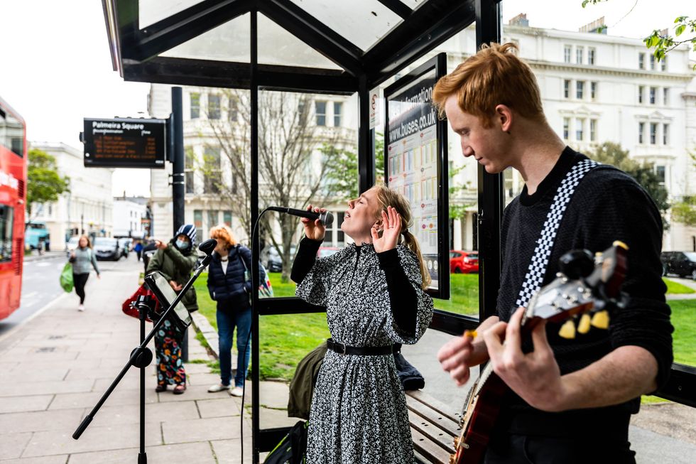 Buskers return to the streets of Brighton as live entertainment resumes (Ciaran McCrickard/PA)