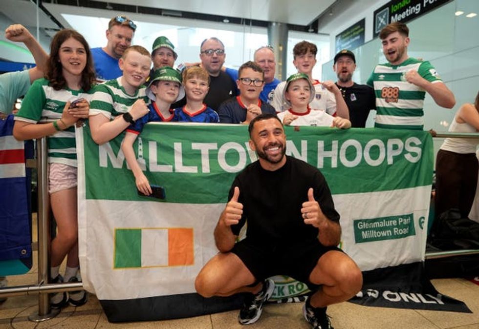Cape Verde footballer Pico Lopes poses for a photo with Shamrock Rovers fans