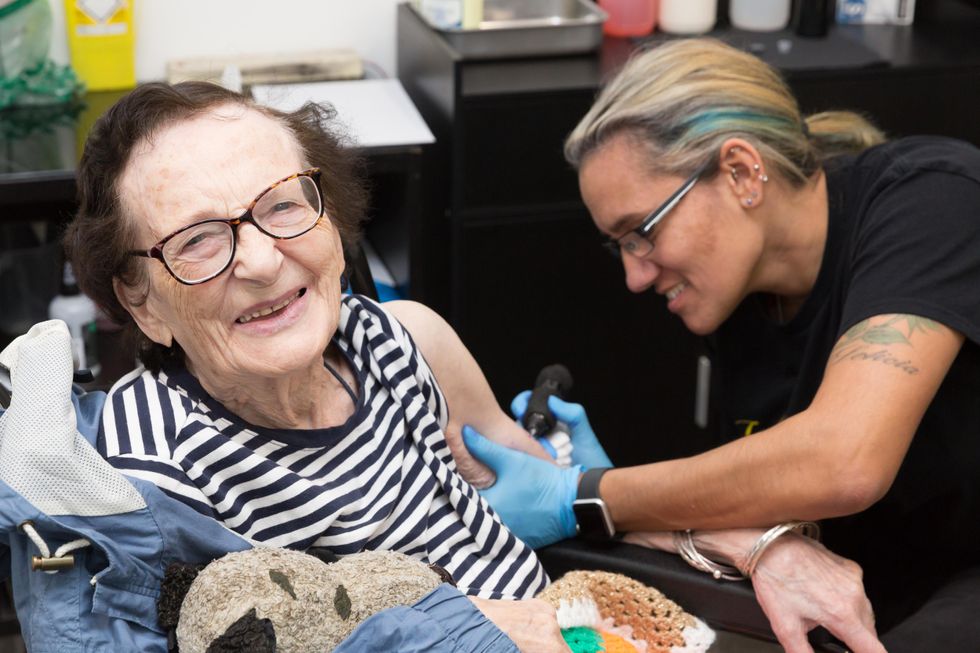 Care home resident fulfils teenage dream by getting first tattoo at 89