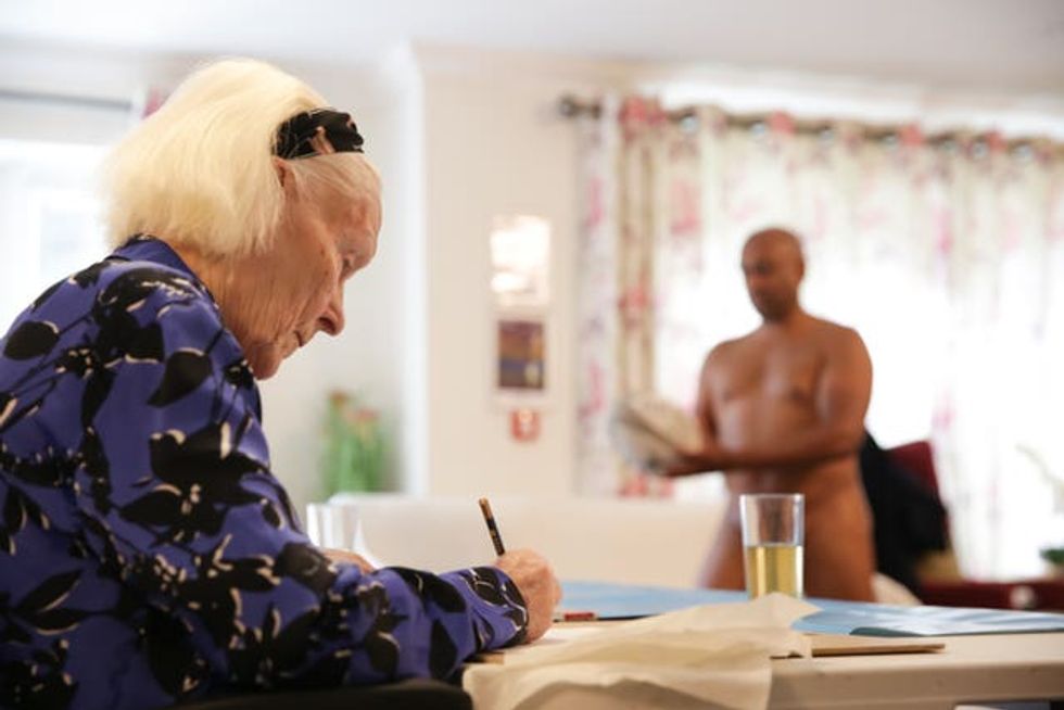 Care home residents enjoy a nude life drawing class