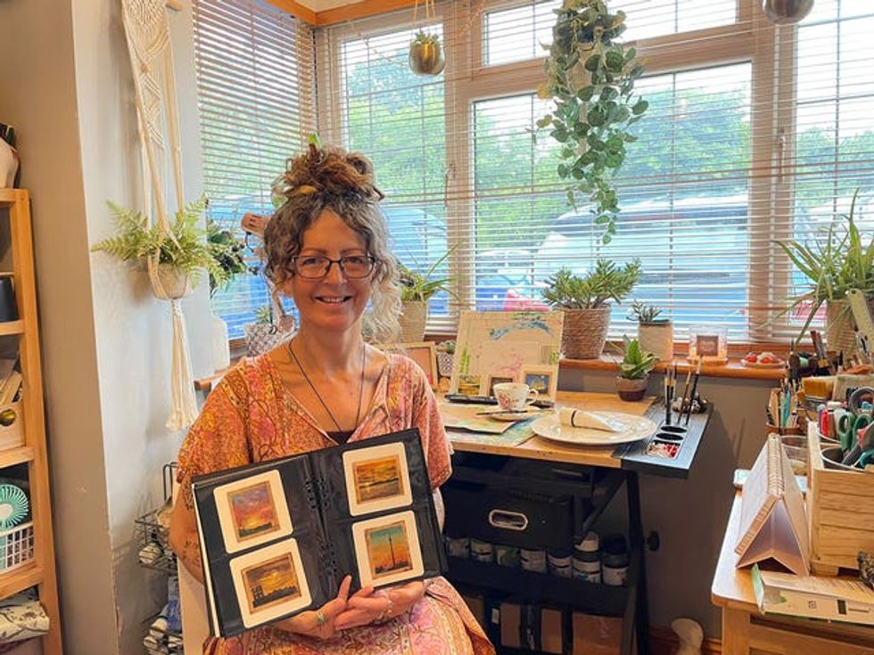 Caroline West tea bag paintings
